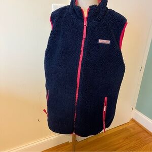 Reversible Vineyard Vines Dark Blue Vest with Bright Pink Trim
